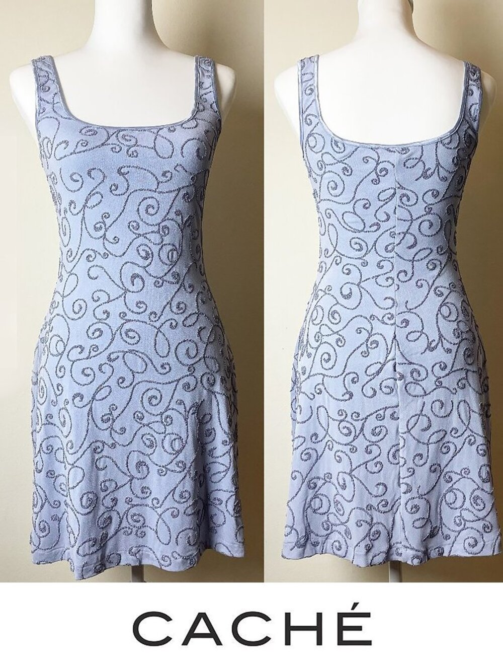 Cache Lavender Sleeveless Beaded Mini Dress | Vintage Y2K | Size S | EUC
